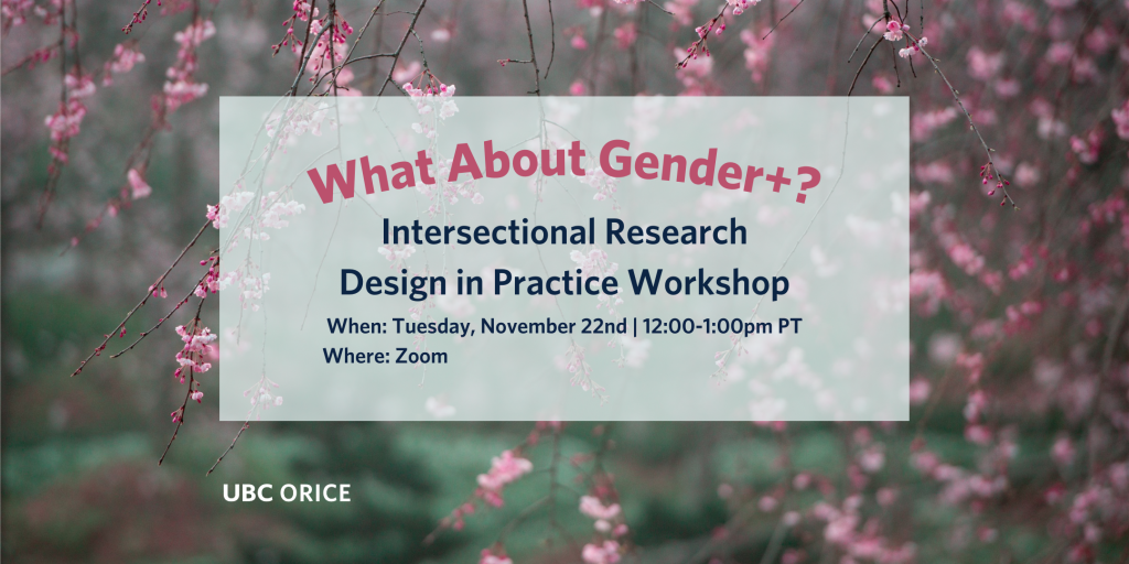 What About Gender Intersectional Research Design In Practice Workshop